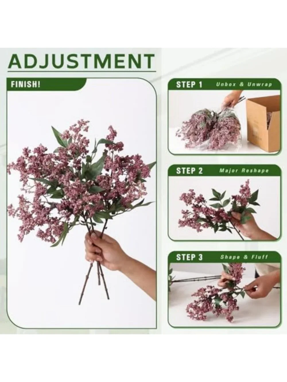 12 Pcs Lifelike Artificial Nandina Berry Stems - Dusty Plum Vase Decor